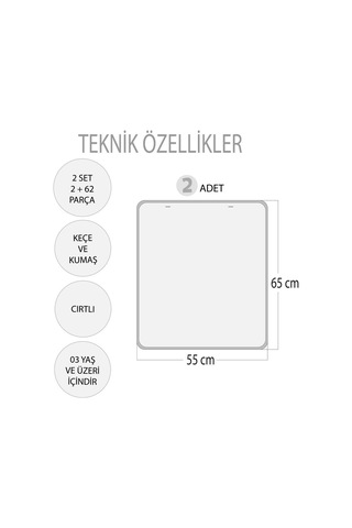 2 Set - 62 Parça Tox Iç Organlar ve Zıt Kavramlar Keçe Cırtlı Duv