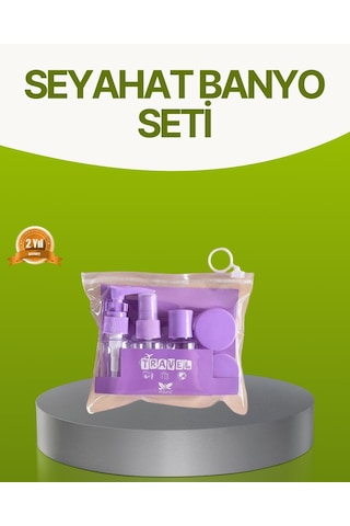 Seyahat - 17 - Banyo Seti 5 Parça Şeffaf Tma Çantalı - Kmrsfres - 30 Ml