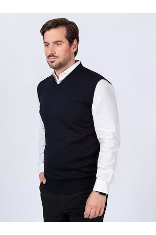 Rew Mark Düz Renkli Yün Yelek 46449426 Mavi