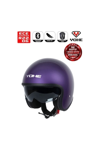 Yohe Motosiklet Kaskı 880-shıny-tıtanıum-purple Çok Renkli