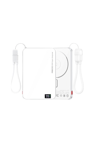 Recci Rpb-w41 Pd 20w Ultra İnce Hızlı Şarj Özellikli Type-c Kablolu Powerbank 15w 5000mah Beyaz Beyaz