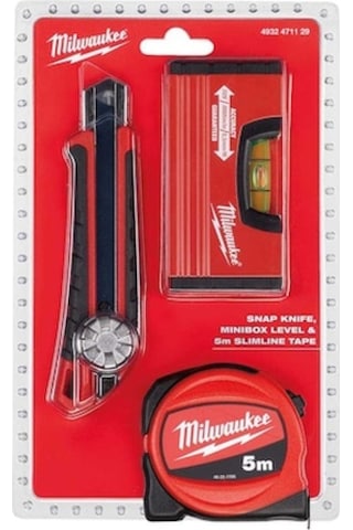 Mılwaukee 3'Lü Maket Bıçağı+Metre+Minibox Terazi Seti