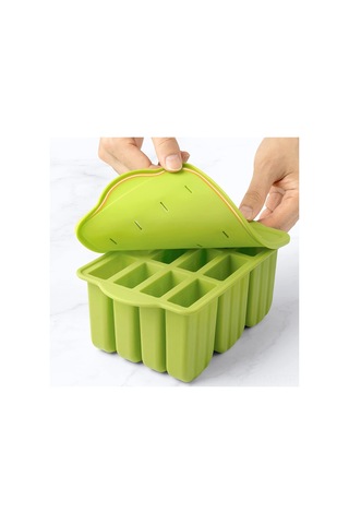 Mufunye Pembe Silikon Dondurma Kalıbı 12 Li, Kapaklı Evde Evde Buzlu Şekerlemeler, Dondurma, Buz Çubuğu Yapımı, Pvc Kutulu Ev Kullanıma Uygun Çok Renkli