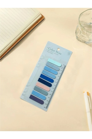 10 Renkli Soft Post-it Cetvelli Mavi Tonları Yuvarlak Şeffaf Pet İndeks Index Sticker Sticky Note