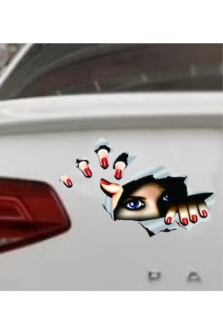 Bagajdan Bakan Esrarengiz Gözler Sticker- Araba Oto Motosiklet Karavan Sticker - 00295 30x19 Cm