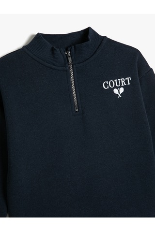 Koton Sweatshirt Dik Yaka Yarım Fermuarlı Uzun Kollu Lacivert 5wkb10401tk Lacivert
