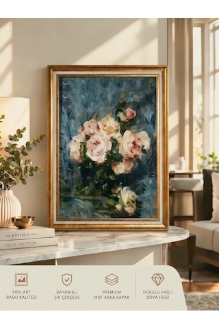 60x80 Vintage Gold Varaklı Çerçeveli Tablo 50x70 Dokulu Yağlı Boya Görünümlü Klasik Dekoratif Sanat Eseri Salon Hediyelik