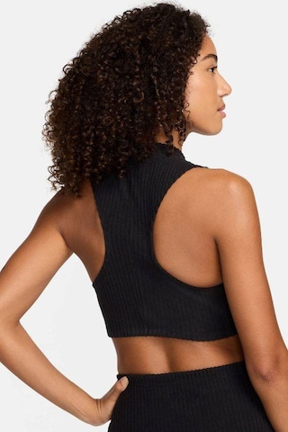 Nike Tight Fit Mock Neck Crop Tank Top Kadın Crop Dar Kesim Yüksek Yaka Fitilli Jarsey Atlet Siyah Siyah