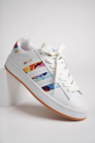 Muggo Flower Garantili Kadın Ortopedik Günlük Bağcıklı Yürüyüş Koşu Sneaker Spor Ayakkabı 001