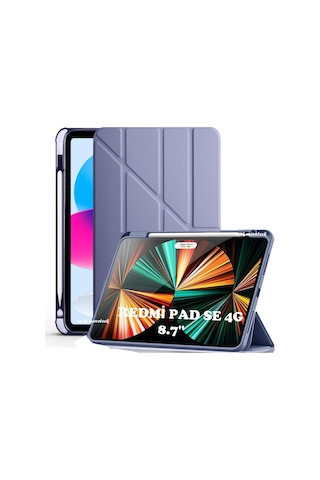 Xiaomi Redmi Pad Se 4g 8.7 İnç Kılıf Kalem Bölmeli Katlanabilir Uyku Modlu Yumuşak Silikon Kapak