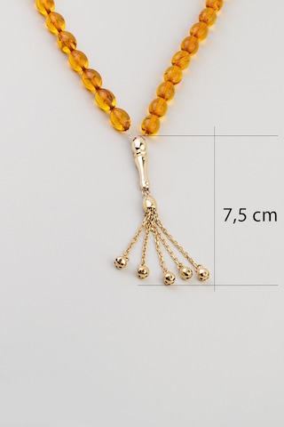 Doğal Amber Kehribar Taşlı 14 Ayar Altın Tesbih