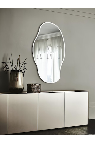 Asimetrik Ayna, Konsol Aynası, Dresuar Aynası, Tuvalet Aynası, Şişecam Ayna 90x50cm 90 X 50 Beyaz