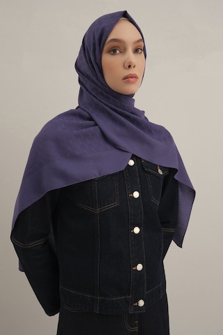 Armine Mor Link Desen Bambu Cotton Şal 68 Mor