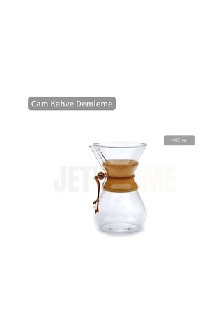 Chemex Cam Kahve Demleme Ahşap Tutacaklı 400 Ml Şeffaf