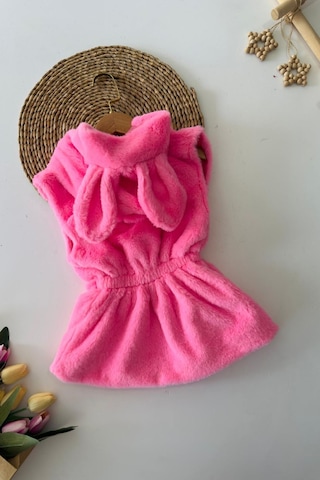 Miniğimin Cicileri Kulak Detaylı Peluş Cepli Çocuk Yelek - Pembe Pembe