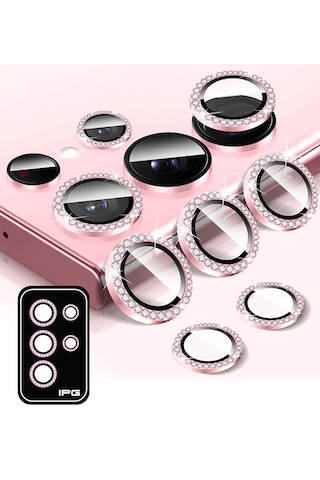 Galaxy Uyumlu S25/s24 Plus Ipg Kamera Lens Koruyucu Taşlı Pembe