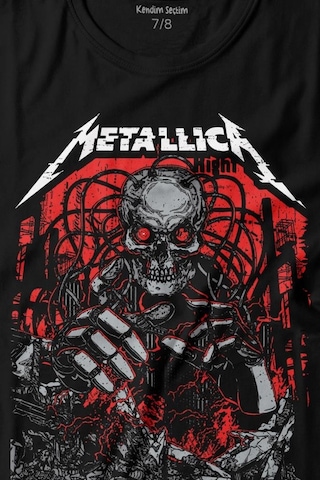 Kendim Seçtim Metallica Rock Music Metal Skull Kuru Kafa James Lars Kırk Robert Baskılı Tişört Çocuk T-shirt 001