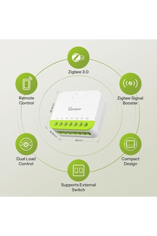 Mini-zb2gs Duo Zigbee 2 Kanallı Akıllı Röle Mini-zb2gs
