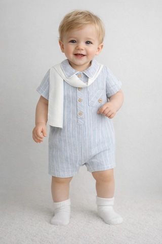 Noy Noy Erkek Bebek Tulum 8276 Mavi Mavi