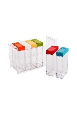 Createtech Mutfak Baharat Konteyneri 6in1 Çeşni Dağıtıcı Tuz Kutusu Şeffaf