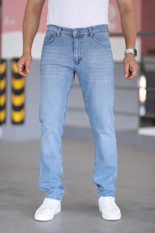 Modmen Premium Erkek Antrasit Renk Regular Fit Rahat Kesim Esnek Likralı Denim Jeans Kot Pantolon Mavi