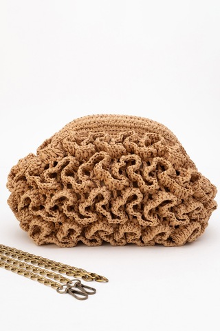 Dericlub Kadın Hasır Handmade Bulut Örgü Çapraz Askılı Çanta Zy 25006 Taba