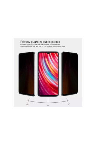 Xiaomi Redmi Note 8 Pro Privacy 5d Gizlilik Filtreli Cam Ekran Koruyucu Siyah