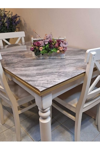Kalın Pvc Masa Koruyucu 1.2 Mm Mika Örtü, 80 Cm En, Mermer Desen Gri