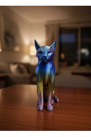 Rainbow Renkli Kedi Biblosu Dekoratif Masa Ve Raf Süsü