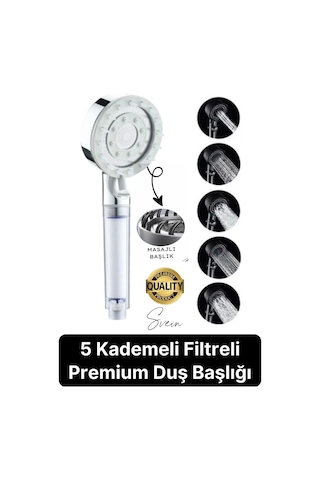 Premium 5 Fonksiyonlu Filtreli Değişebilen Masajlı Yüksek Basınçlı Arıtmalı Banyo Duş Telefonu Standart Diğer