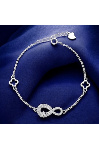 Servi 925 Ayar Gümüş Infinity Clover Bileklik-20