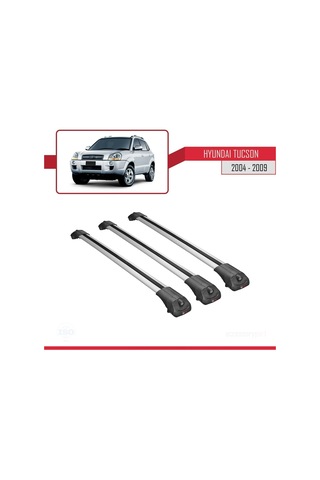 Hyundai Tucson Jm 2004-2009 Arası İle Uyumlu Ace-1 Ara Atkı Tavan Barı Gri 3 Adet Bar