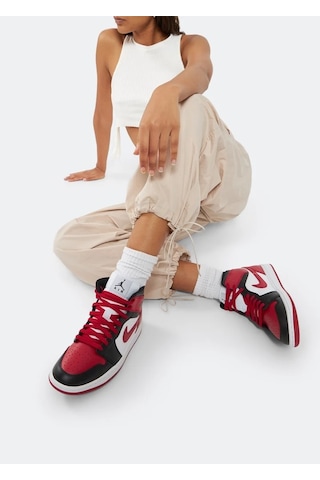 Nike Air Jordan 1 Mid 'bred Toe' Kadın Basketbol Ayakkabısı-sportxstore Kırmızı-siyah-beyaz