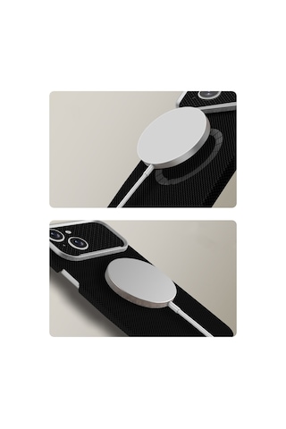 Nihcase Apple iPhone Uyumlu 15 Kılıf M-safe Şarj Özellikli Paris Zerre Sert Pc Kapak