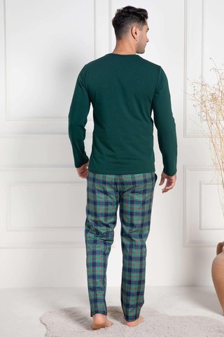 Mecit Pijama Mecit 3052 Yeşil Ekoseli Erkek Büyük Beden Pijama Takımı Yeşil