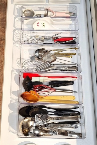 6'li Set Modüler Kepçelik Kaşıklık Mutfak Çekmece Içi Düzenleyici Makyaj Buzdolabı Organizer Şeffaf 67 X 49 Çok Renkli