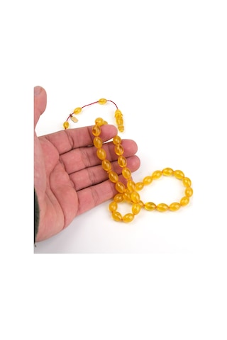 Katalin Yeni Teker Obje Beyzi Kesim 8x11mm Tesbih - Sarı Sarı