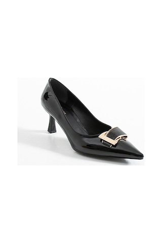 315251140-1 Siyah Suni Rugan Topuklu Kadın Ayakkabısı Siyah