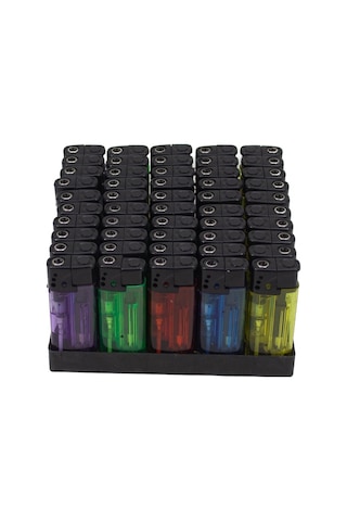 Erzisepet Çakmak Erzi 1800 Turbo Şeffaf Çakmak Rüzgarda Sönmeyen 50'Li