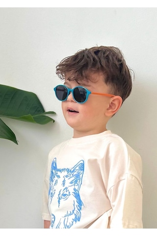 Yeni-unisex 1-5 Yaş %100 Uv Korumalı Polarize Turkuaz Turuncu Çocuk Güneş Gözlüğü Turkuaz - Turuncu