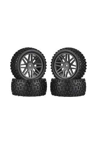 Maiyame 1:10 Ölçekli 4x4 Rc Araçlar İçin 85mm Siyah Kauçuk Lastikler, Jantlı, Yüksek Tutuş, Engelleri Kolay Aşar