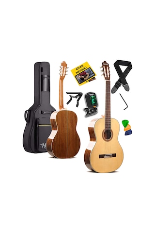 Maxword X45-EQ Ekolayzerli Profesyonel Elektro Klasik Gitar Seti Natural El Yapımı