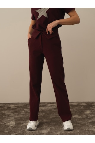 Xint Bordo Pamuk Dokulu Oversize Sweat Pantolon 470400
