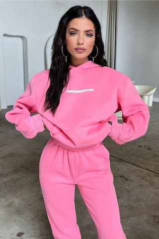Pembe That So Fetch Eşofman Takımı - Baskılı Oversize Kapüşonlu Şardonlu Pembe