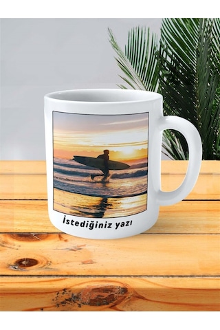 Surf Sörf Baskılı Kupa Bardak Kişiye Özel Desen 3 Çok Renkli