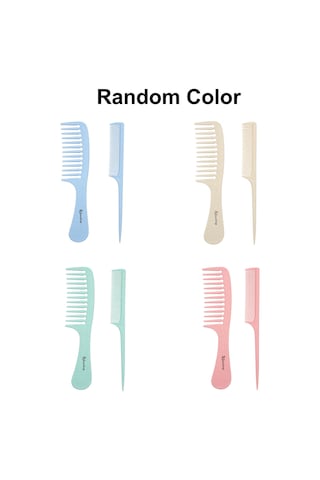 Samdoo Buğday Sapı İki Adet Saç Taraması Seti - Geniş Ve Dar Dişli, Statik Üretmez, Saç Ve Kafa Derisini Korur, Rastgele Renk