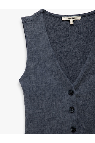 Koton Slim Fit Kolsuz Düğmeli V Yaka Yelek Lacivert 5sak30059ek Lacivert