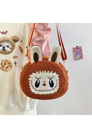 Snapbuy Labubu Tasarımlı Peluş Çapraz Çanta Turuncu