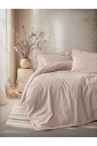 Cotton Box Plain Çift Kişilik Nevresim Takımı Pudra Görsel