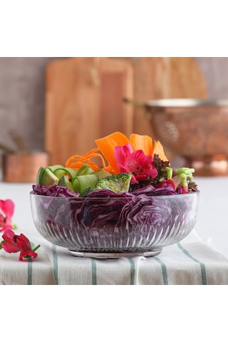 LAV Tokyo Cam Salata Kasesi Tekli Büyük Boy 1500 ml Yuvarlak (Sunum Kasesi , Hazırlık Kasesi)